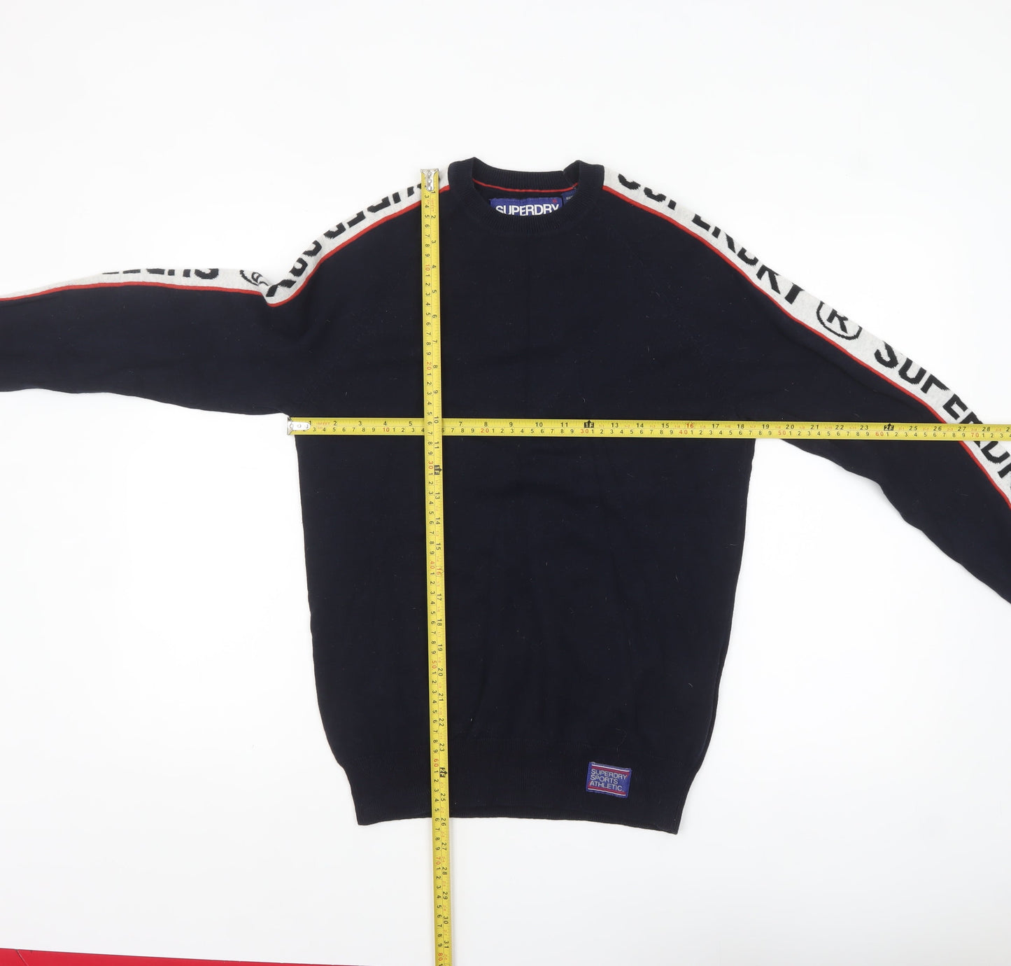 Superdry Mens Blue Small Crew Neck Cotton Pullover Jumper