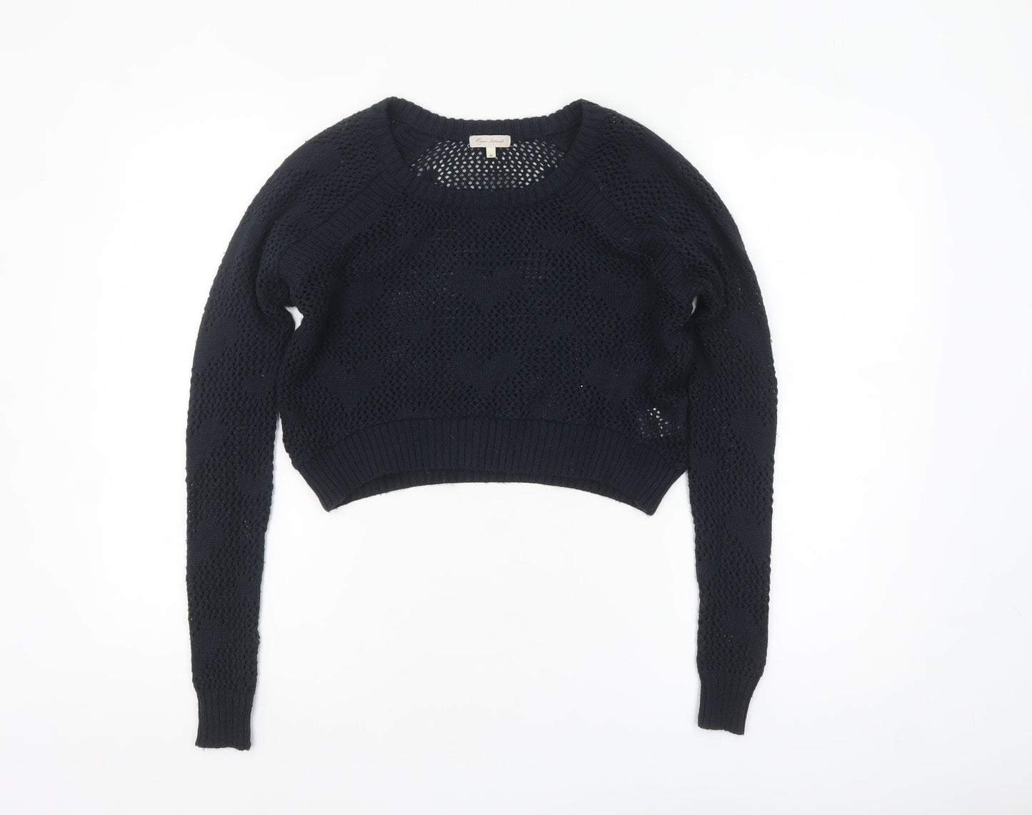 River Island Women's Black Open-Knit Pullover Jumper Size 6