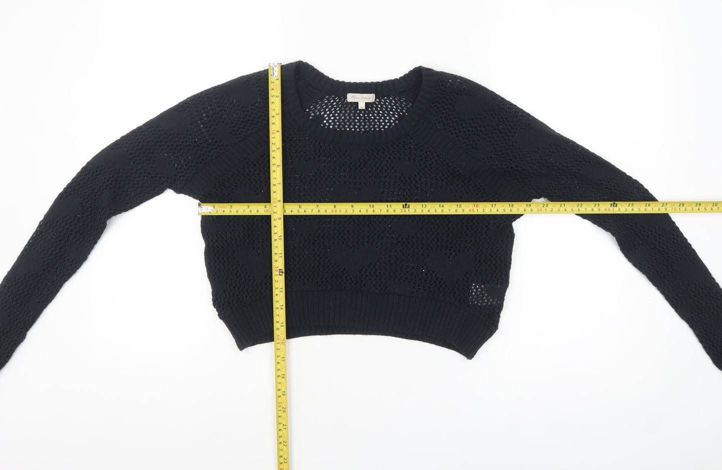 River Island Women's Black Open-Knit Pullover Jumper Size 6