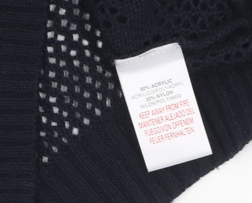 River Island Women's Black Open-Knit Pullover Jumper Size 6