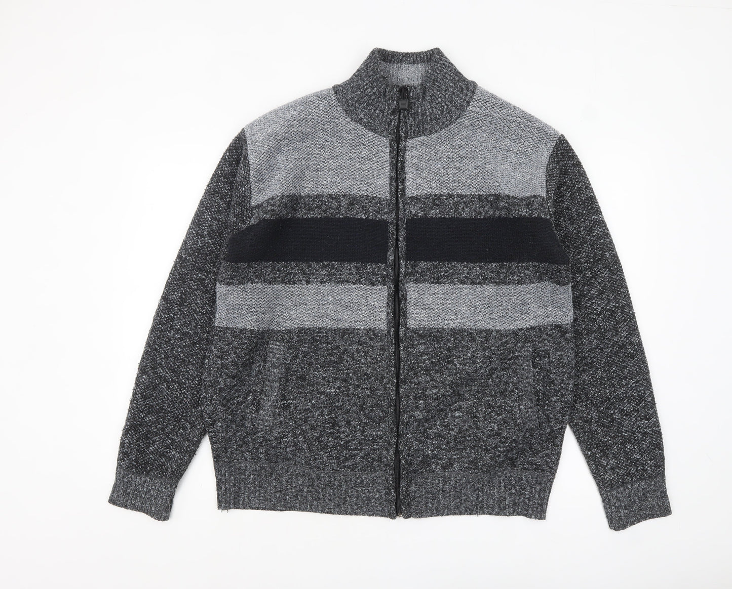 Max Men Grey 2XL Full Zip Knit Jumper for Men