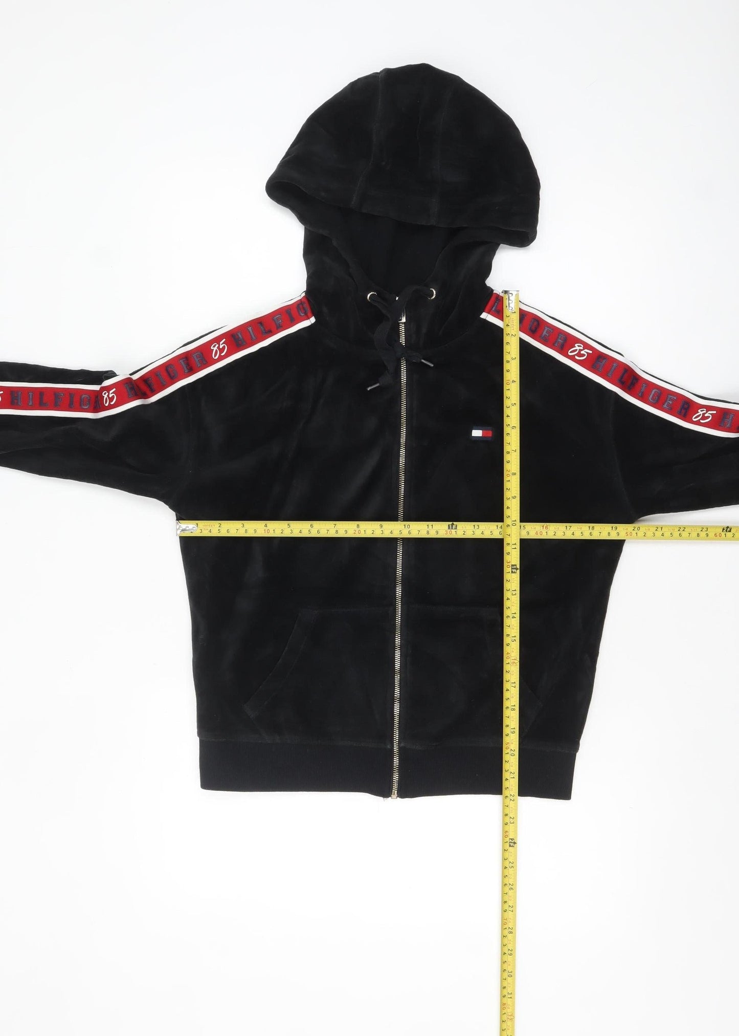 Tommy Hilfiger Sport Women's Black XS Full Zip Velour Hoodie