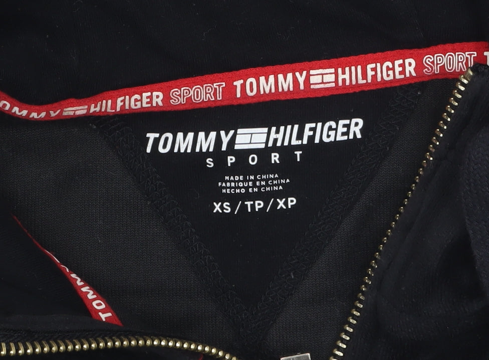 Tommy Hilfiger Sport Women's Black XS Full Zip Velour Hoodie