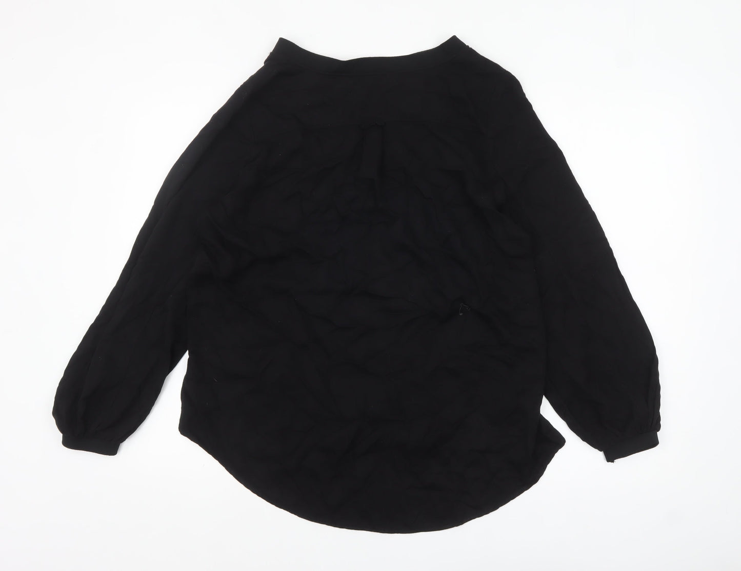 Marks and Spencer Women's Black V-Neck Long Sleeve Viscose Blouse Size 12