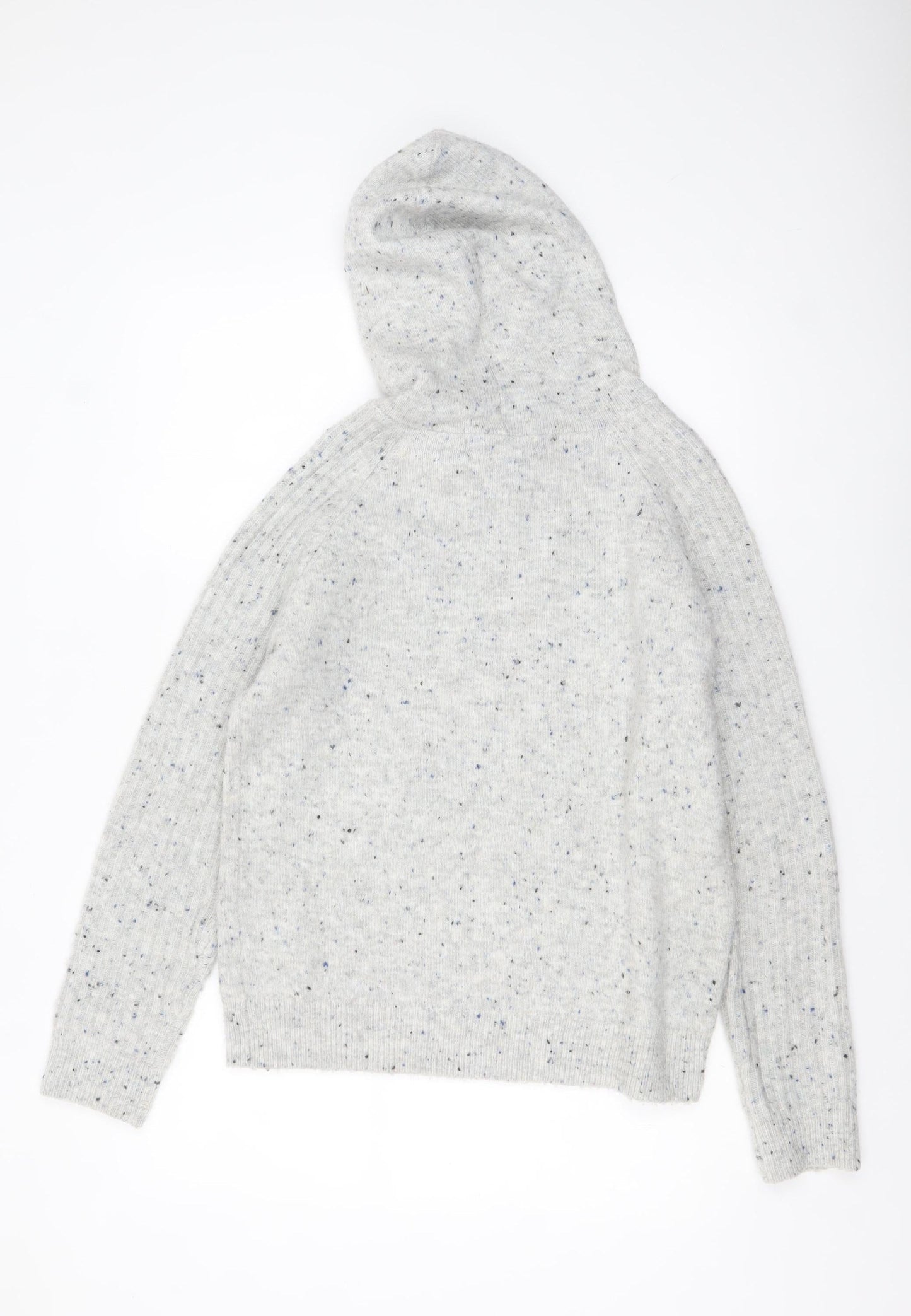 Marks and Spencer Women's Grey Hooded Knit Jumper Small