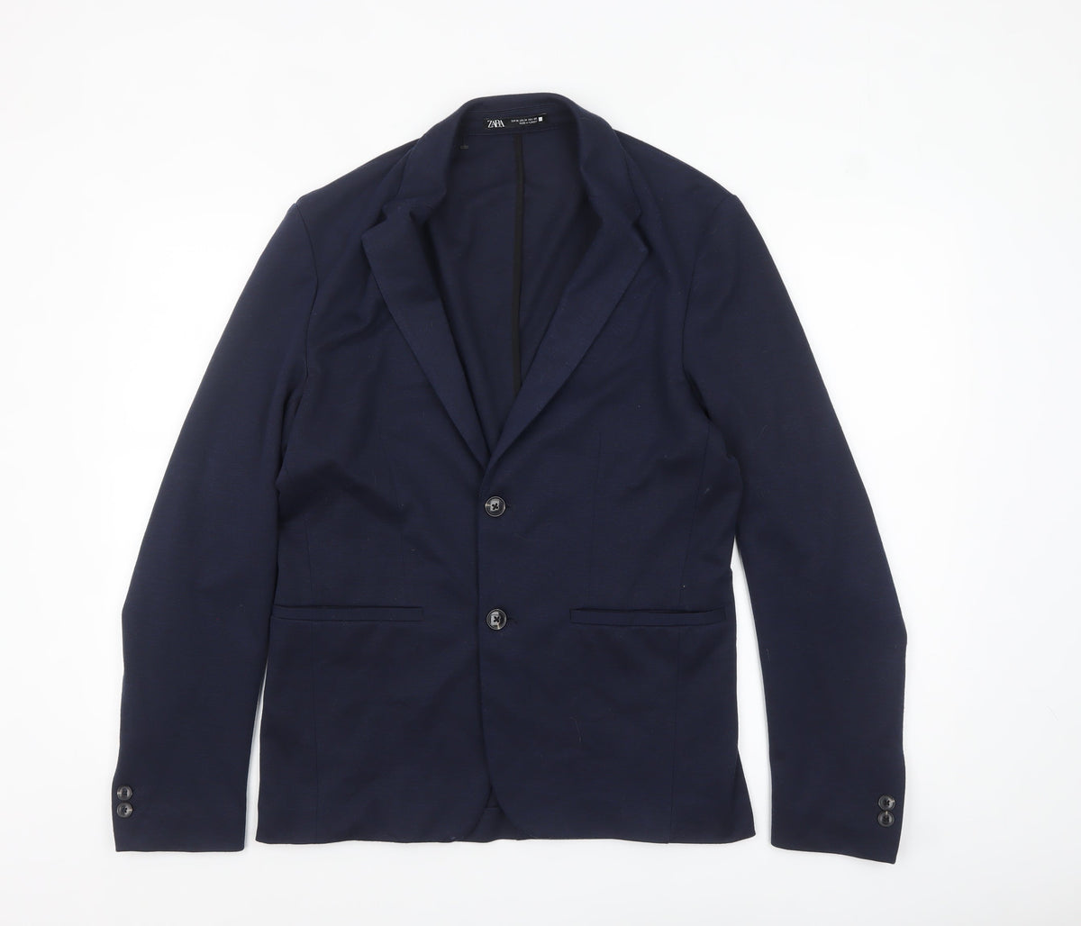 Zara Women Blue Collared Knit Cardigan Size 12