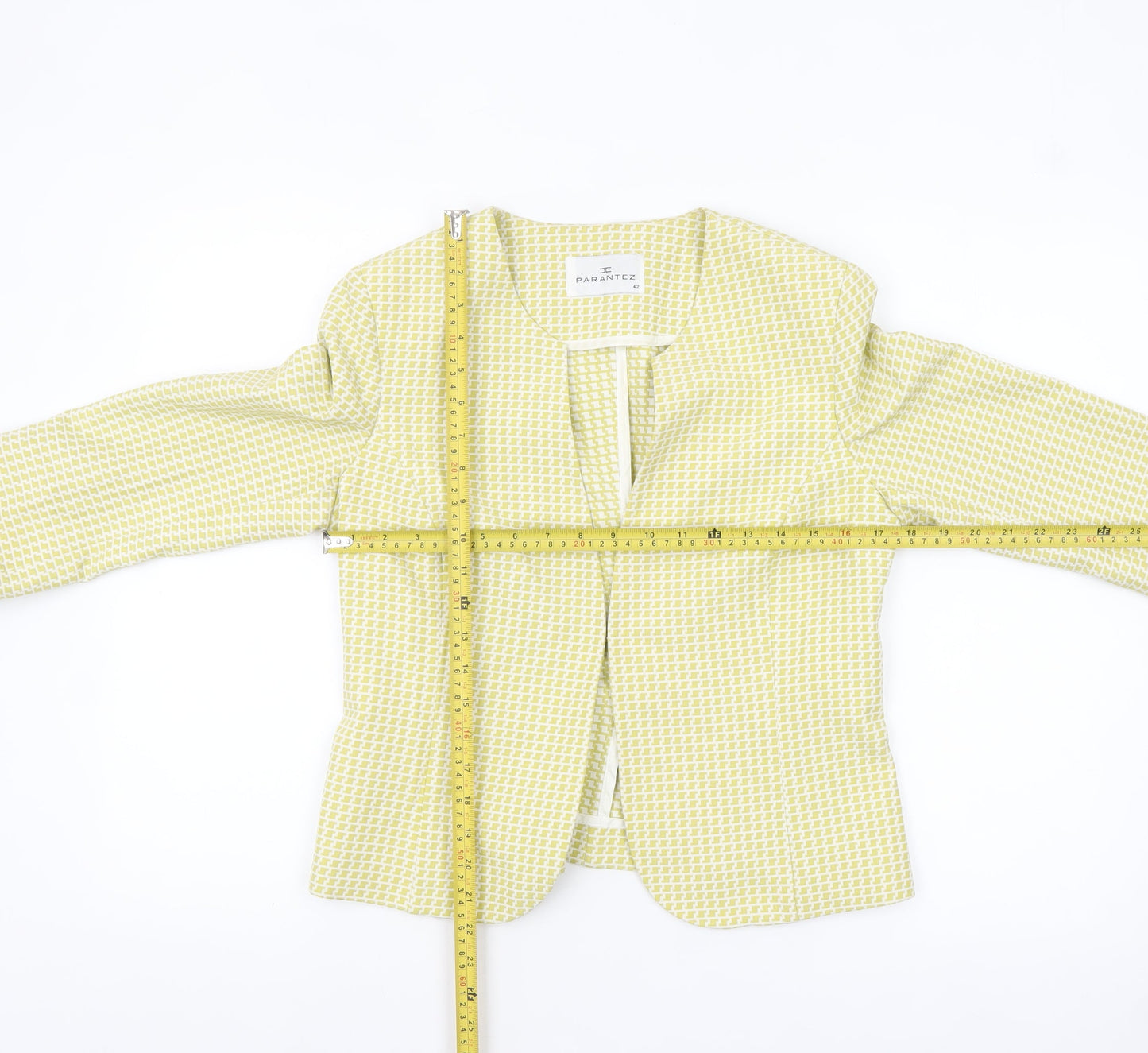 Parantez Women's Yellow Geometric Woven Blazer Size 14