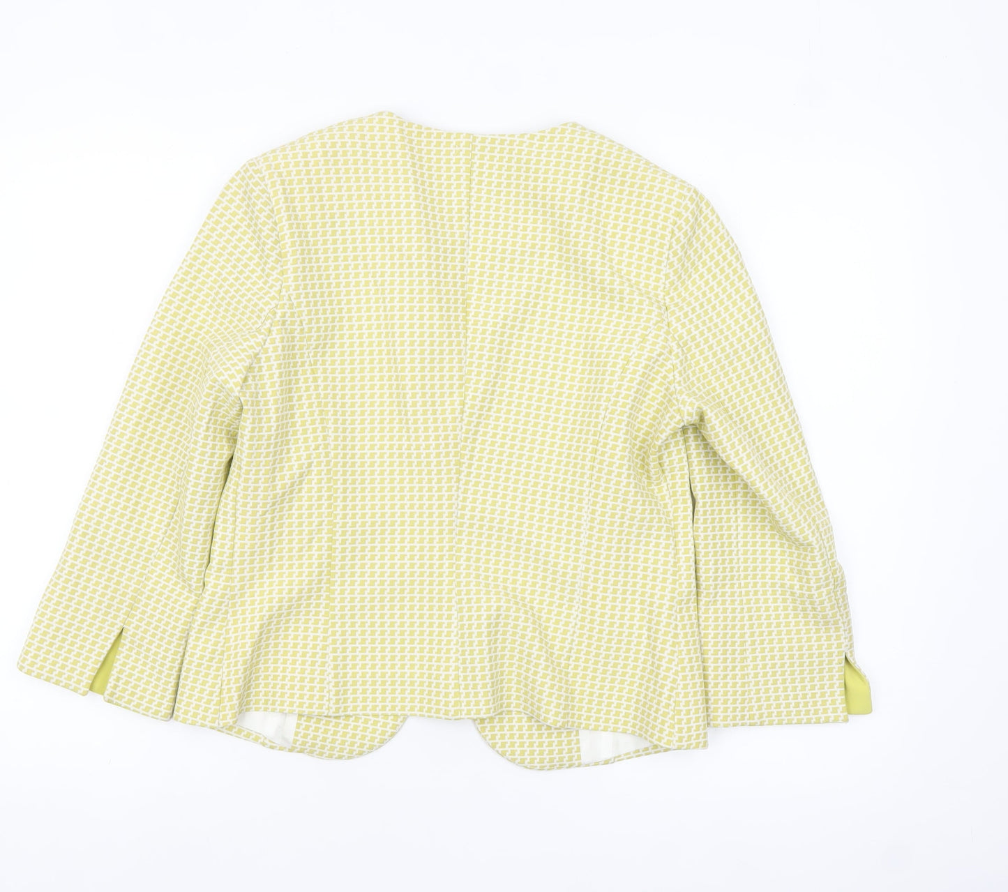Parantez Women's Yellow Geometric Woven Blazer Size 14