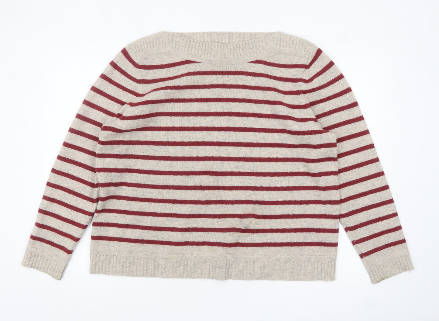 Seasalt Cornwall Women Beige Striped Wool Jumper UK 20