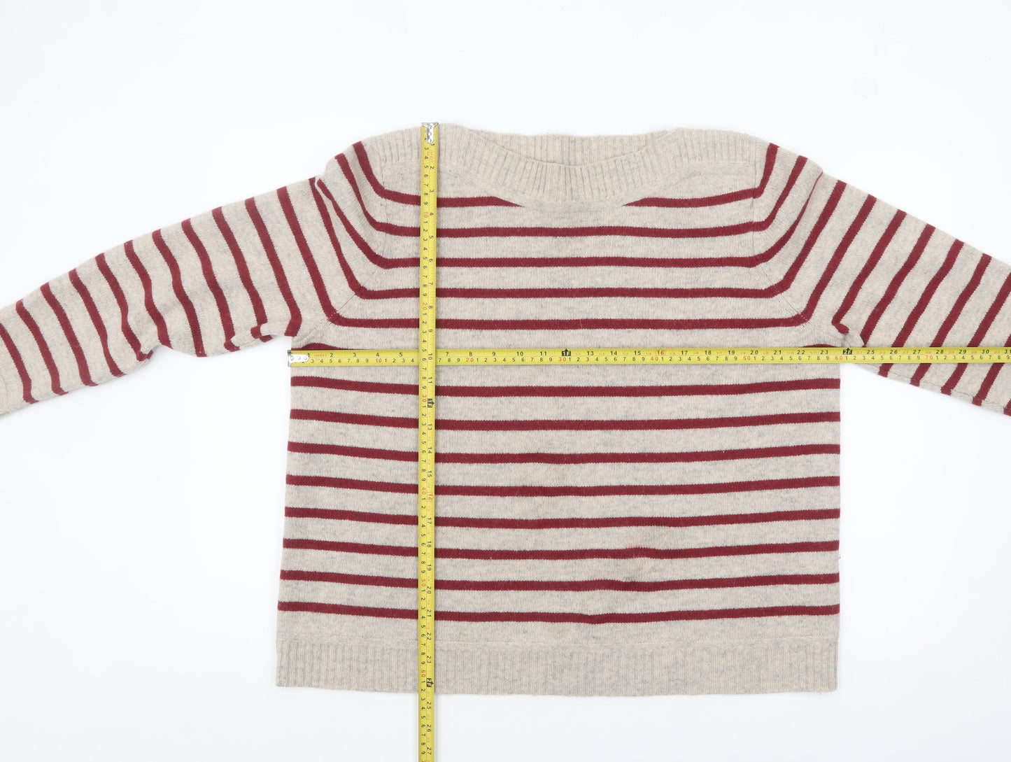 Seasalt Cornwall Women Beige Striped Wool Jumper UK 20