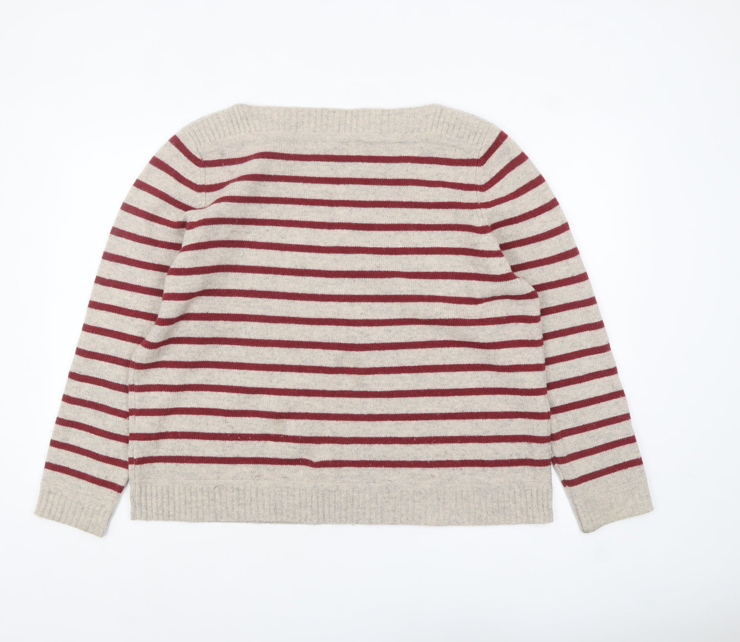 Seasalt Cornwall Women Beige Striped Wool Jumper UK 20