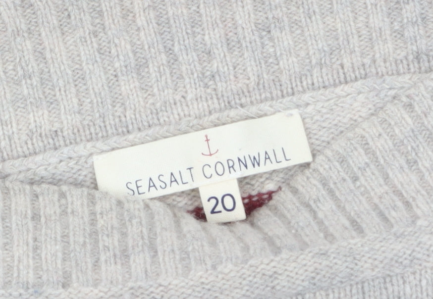 Seasalt Cornwall Women Beige Striped Wool Jumper UK 20
