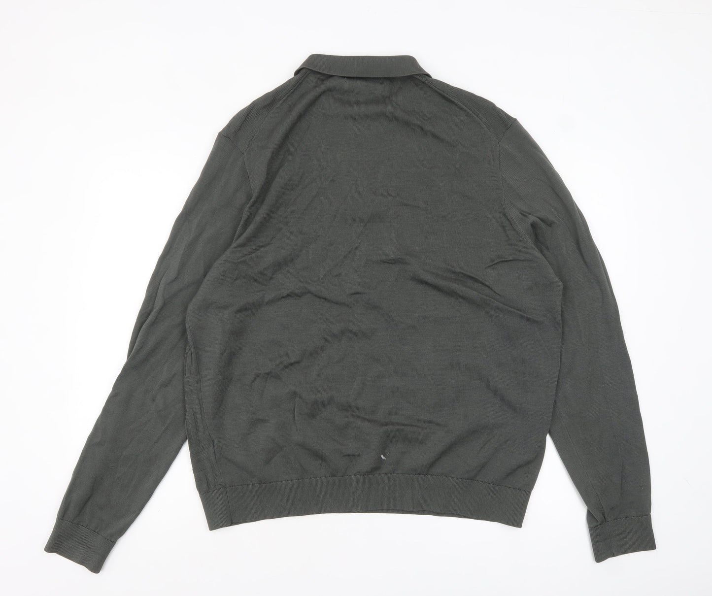 Marks and Spencer Men’s Grey Collared Cotton Half Zip Jumper XL