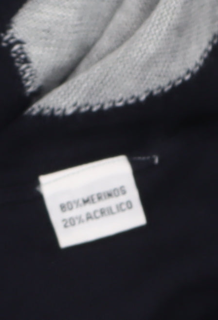 BONO BONO Uomo Men's XL Black Grey Blue Argyle 1/2 Zip Wool Jumper