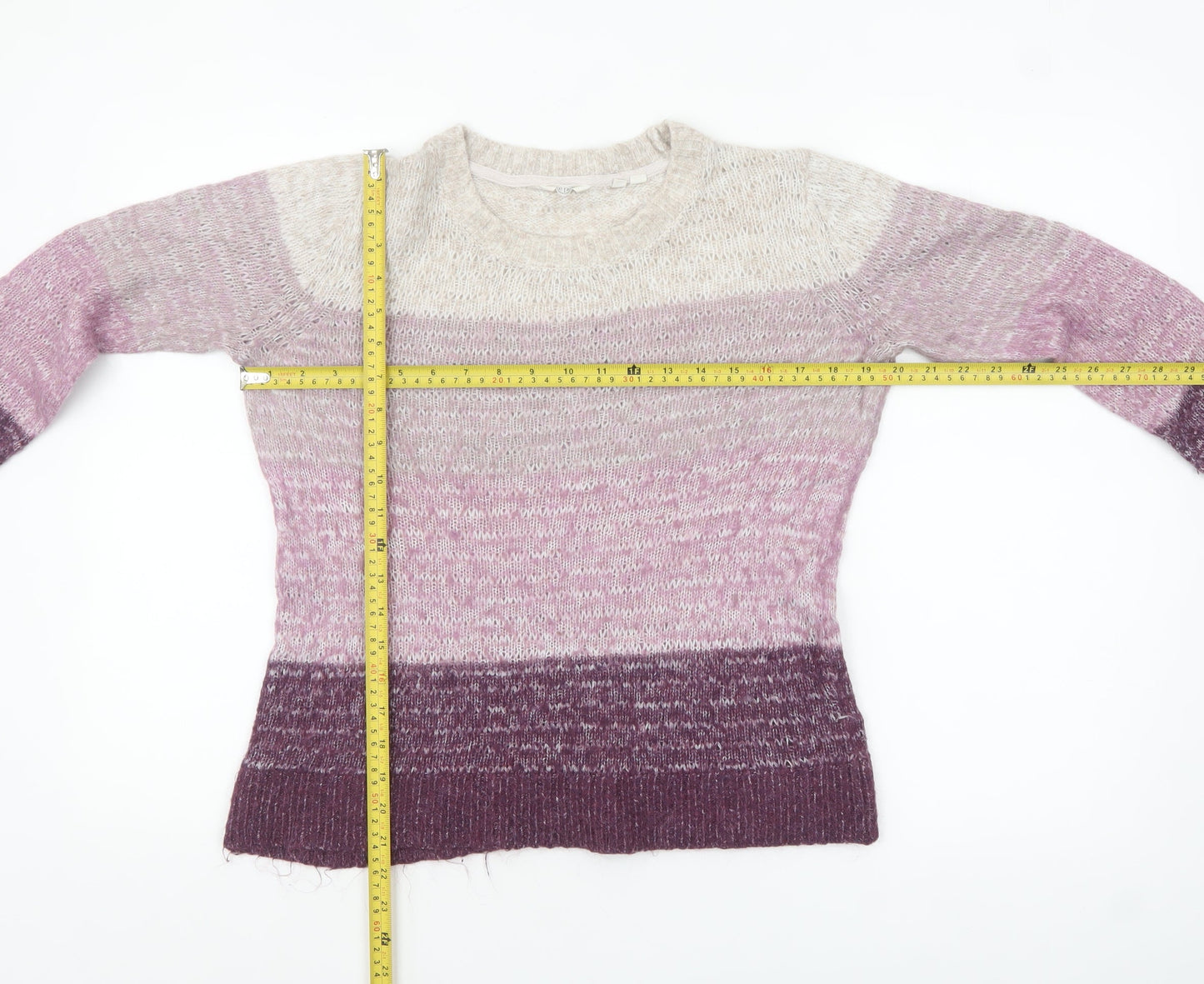 Fat Face Women's Beige Purple Ombre Knit Jumper Size 10 Regular