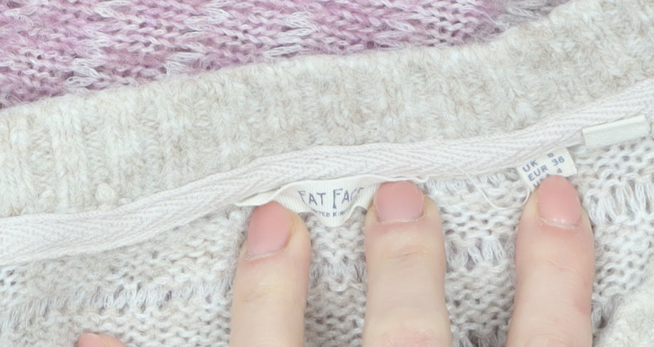 Fat Face Women's Beige Purple Ombre Knit Jumper Size 10 Regular
