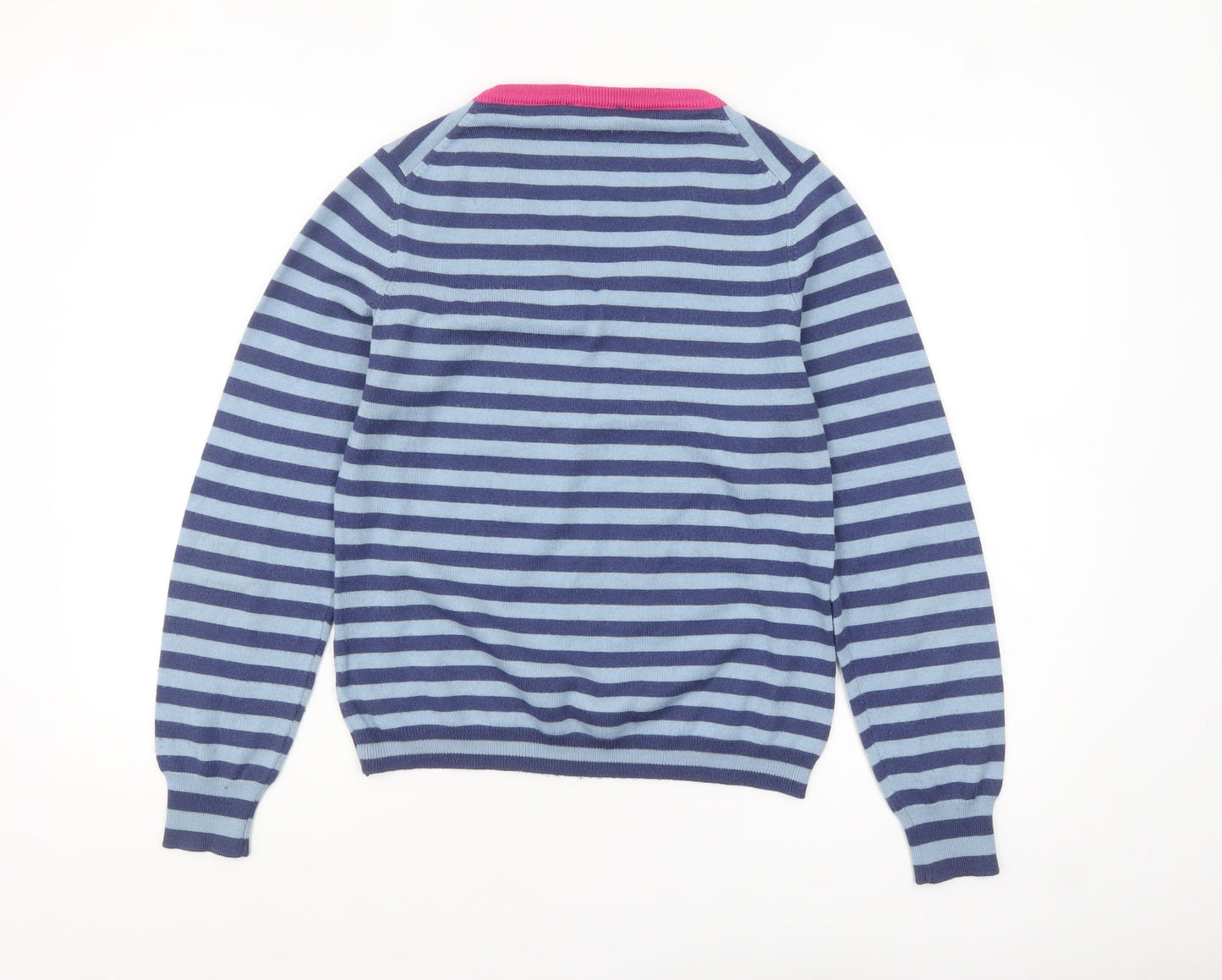 Betty Jackson Studio Women's Blue Striped V-Neck Jumper L