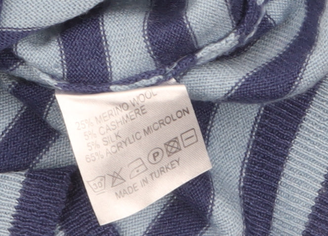 Betty Jackson Studio Women's Blue Striped V-Neck Jumper L