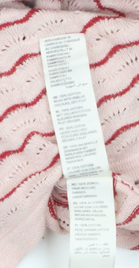 Fat Face Women's Pink Striped Cotton Boat Neck Jumper Size 10