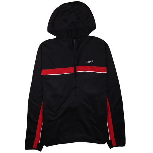 Reebok Men’s Black XL 1/2 Zip Hoodie with Red Stripe Sportswear