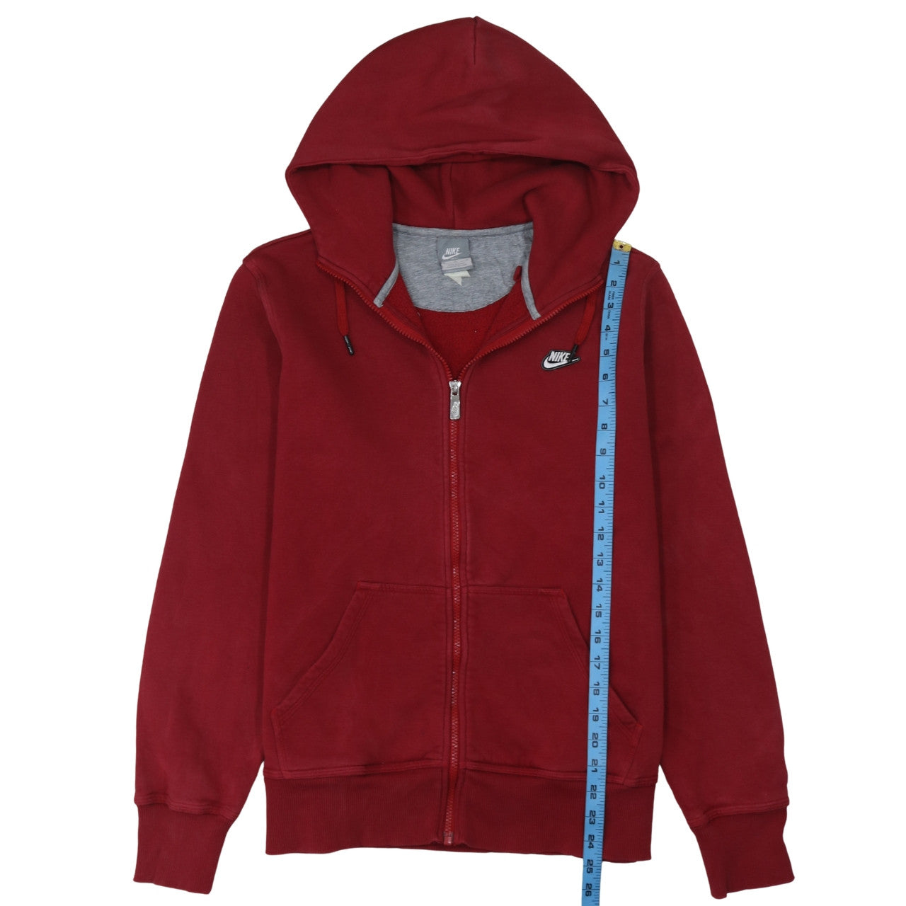 Nike Men's Red Full Zip Hoodie Sweatshirt Size M Cotton Blend