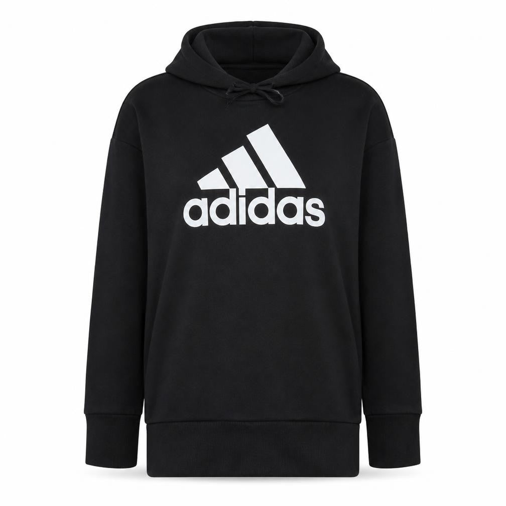 Adidas Women Black Small Pullover Hoodie with Logo Print