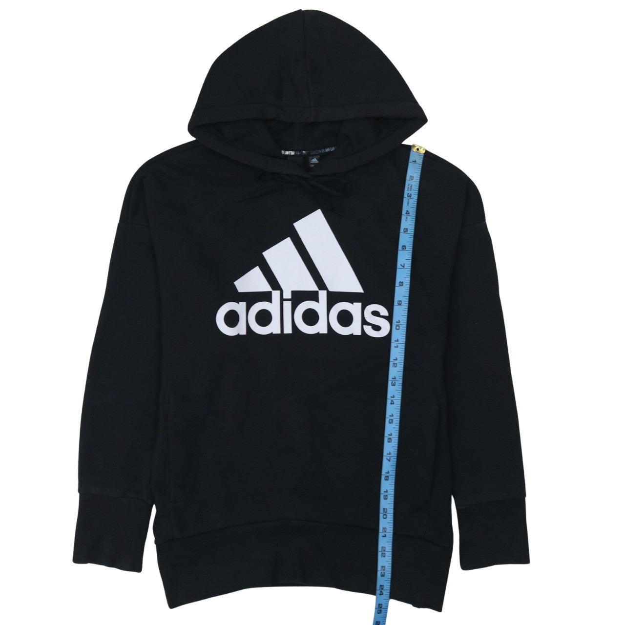 Adidas Women Black Small Pullover Hoodie with Logo Print