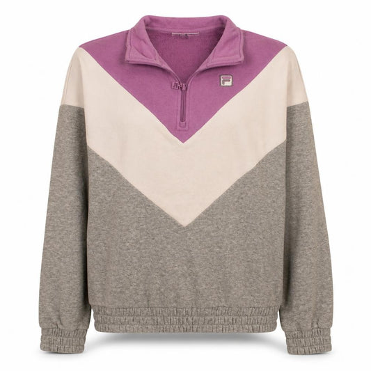 FILA Womens Grey Purple 1/4 Zip Colourblock Sweatshirt Size S