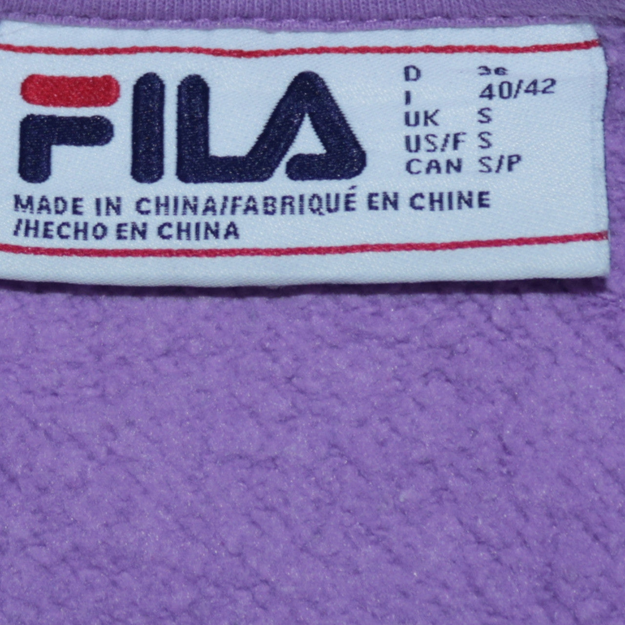 FILA Womens Grey Purple 1/4 Zip Colourblock Sweatshirt Size S