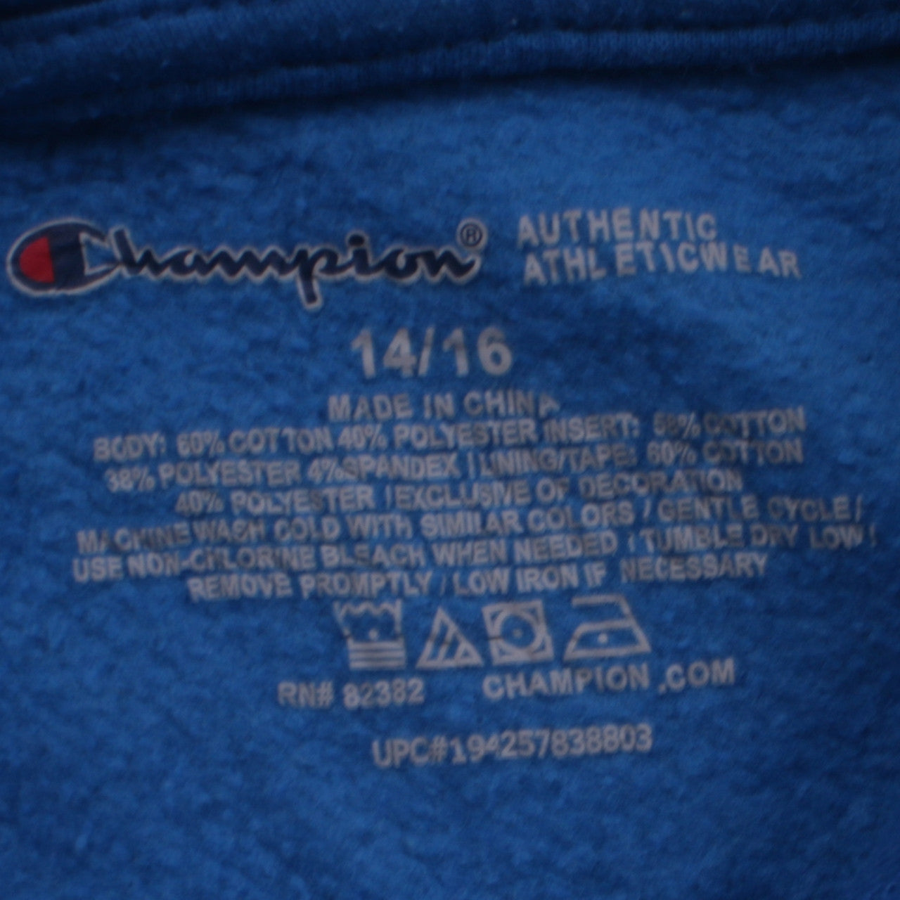 Champion Boys Blue Pullover Hoodie Size 14-16 Cotton Blend Logo Sweatshirt