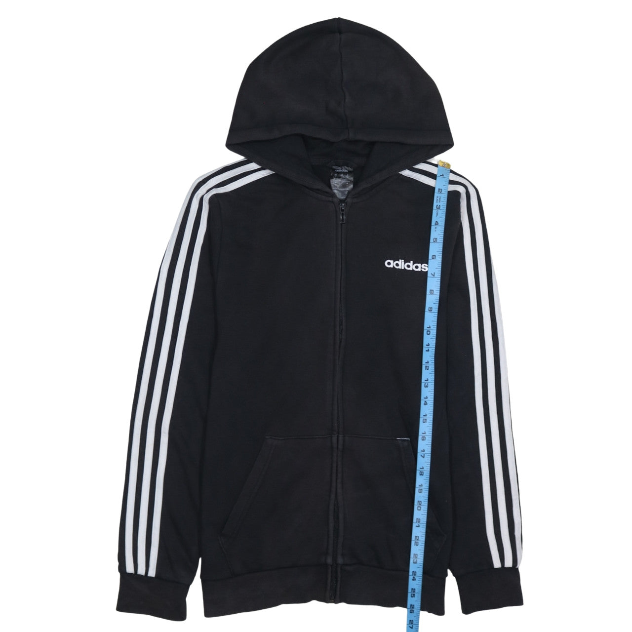 Adidas Men's Black Full Zip Hoodie Small Logo Hooded Sweatshirt