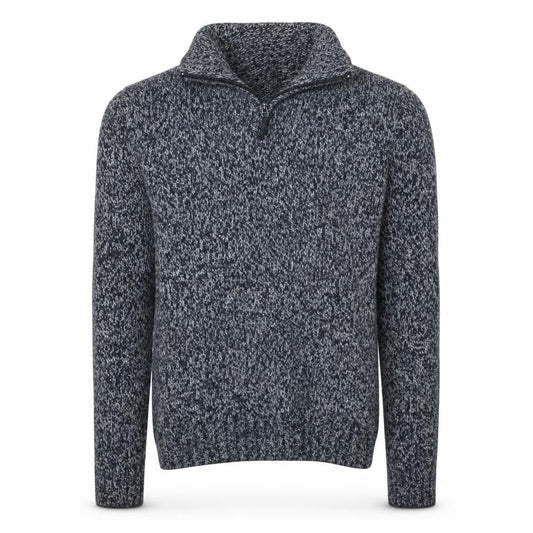 Lee Cooper Mens Grey Chunky Knit 1/4 Zip Jumper Size S