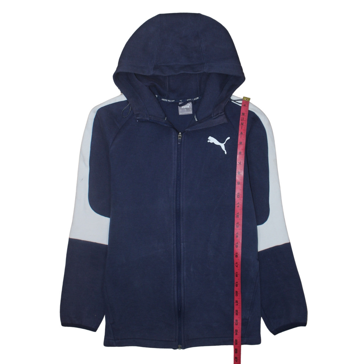 Puma Men Blue Full Zip Hoodie Size L Sports Fleece Sweatshirt