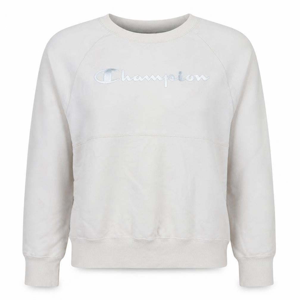 Champion Women's White Small Pullover Sweatshirt Cotton Logo Crew Neck
