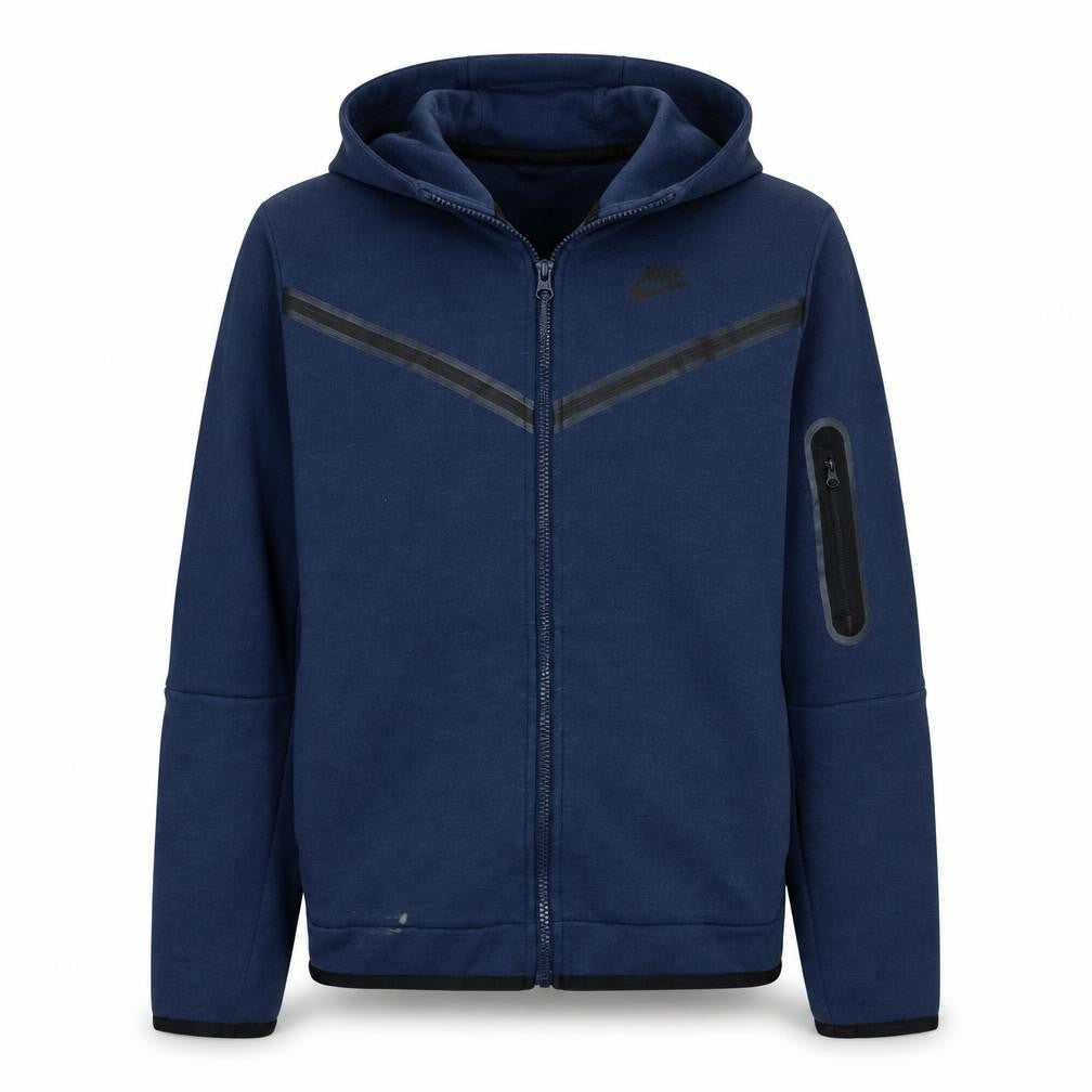 Front view of Nike boys’ navy full zip hoodie xl 158-170cm cotton blend fleece