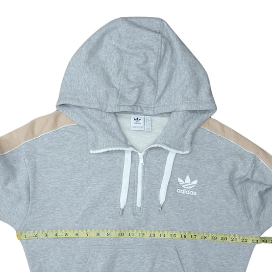 Adidas Womens Grey Beige 1/2 Zip Hooded Sweatshirt UK 12