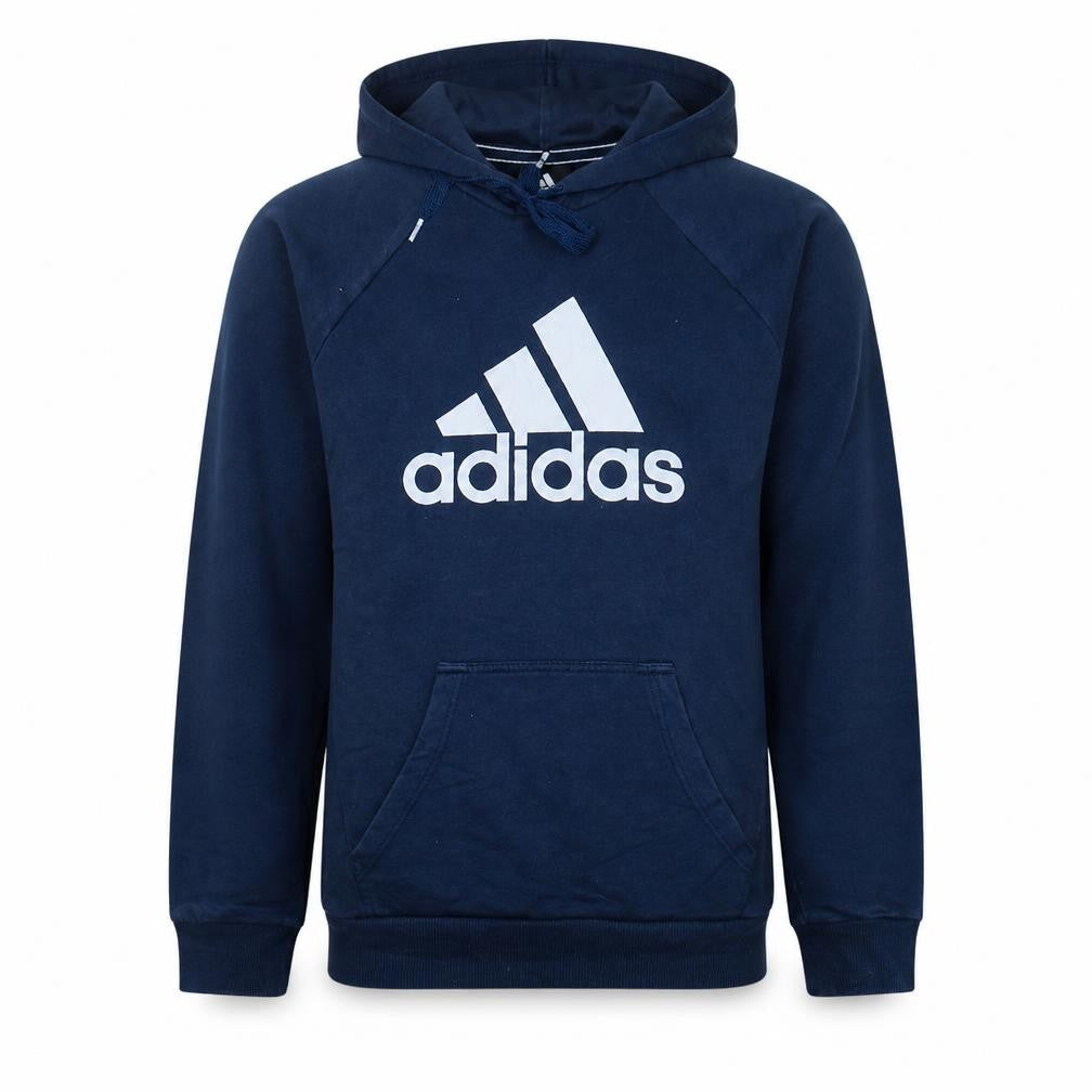 Adidas Men’s Blue Pullover Hoodie Small Logo Fleece Sweatshirt