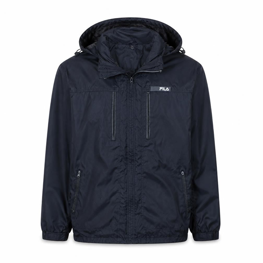 FILA Men's Black 2XL Windbreaker Hooded Jacket Waterproof Casual