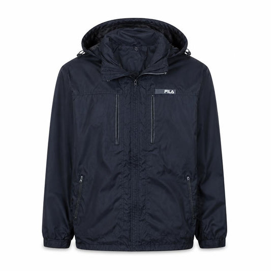 FILA Men's Black 2XL Windbreaker Hooded Jacket Waterproof Casual