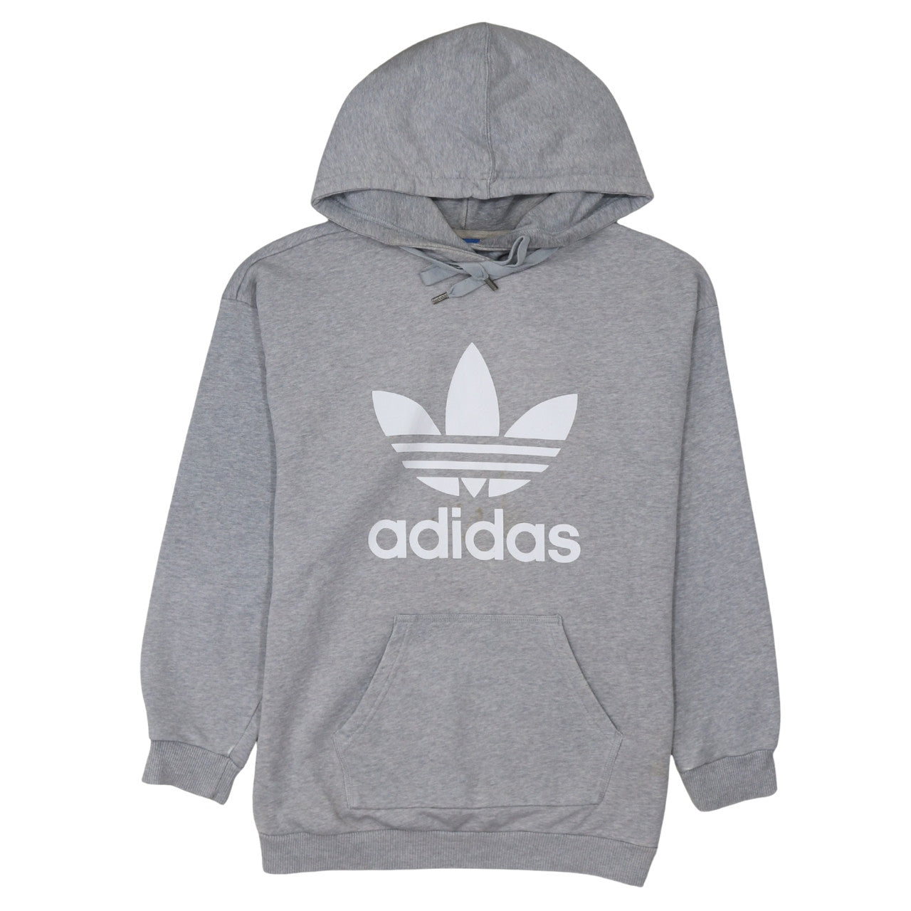 Adidas Women Grey Pullover Hoodie L Logo Sweatshirt Casual