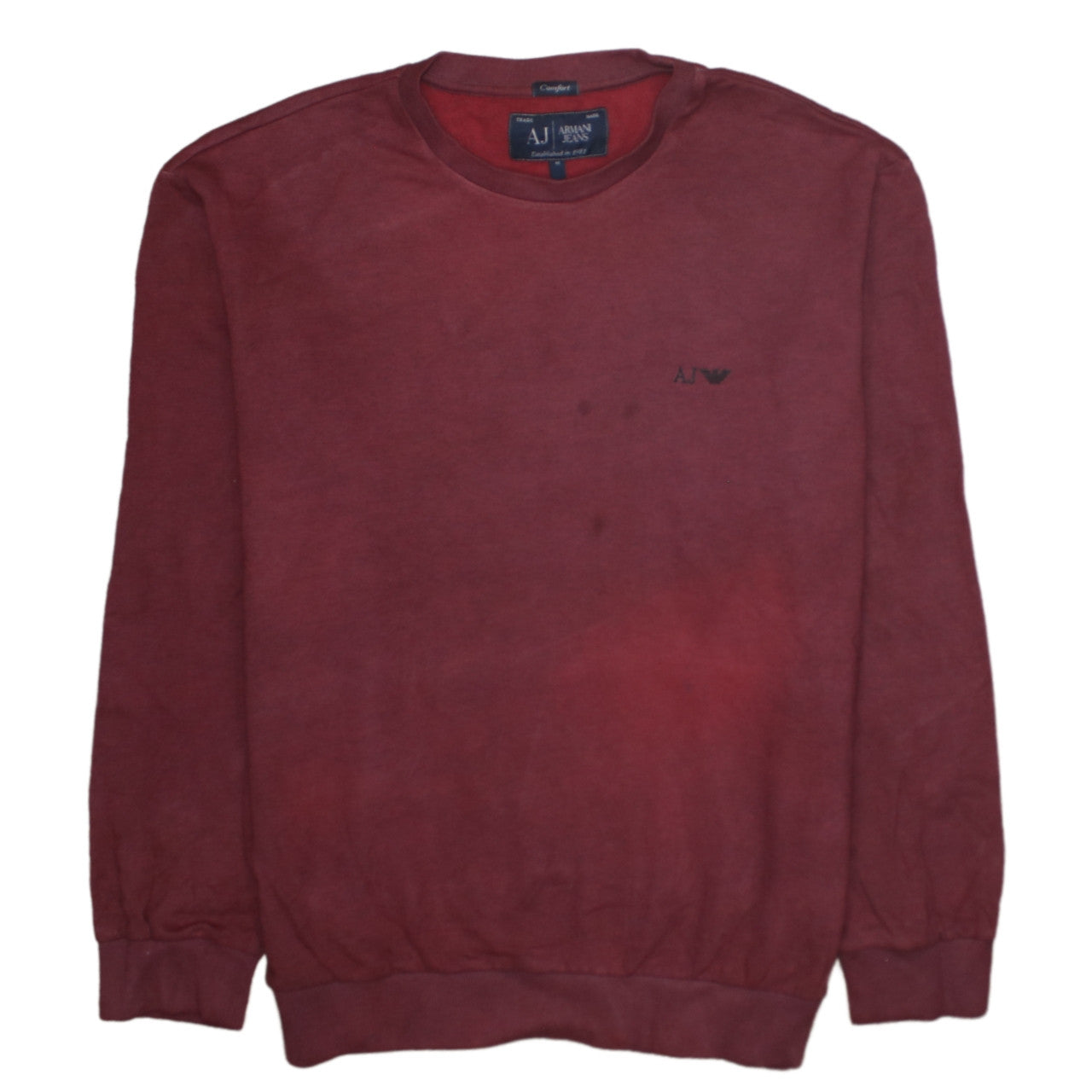 Armani Jeans Men's Red Cotton Crew Neck Pullover Sweatshirt M