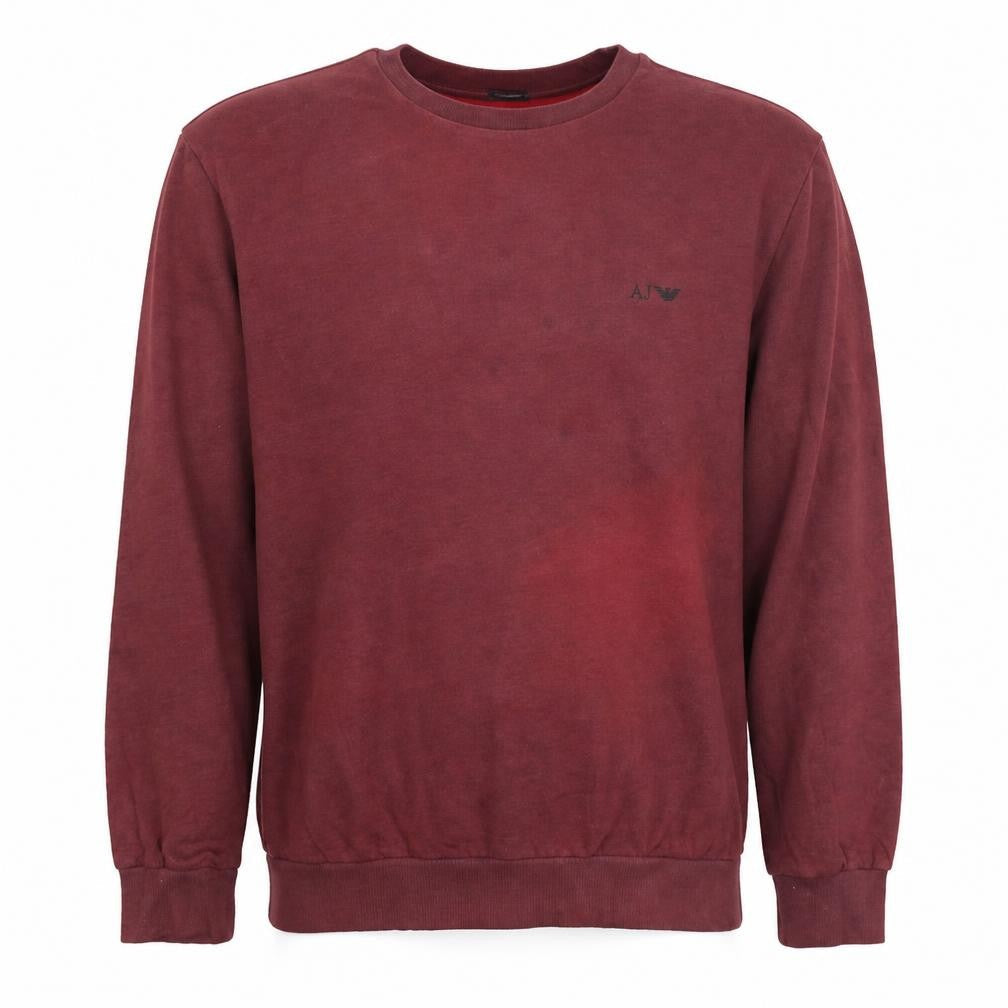 Armani Jeans Men's Red Cotton Crew Neck Pullover Sweatshirt M