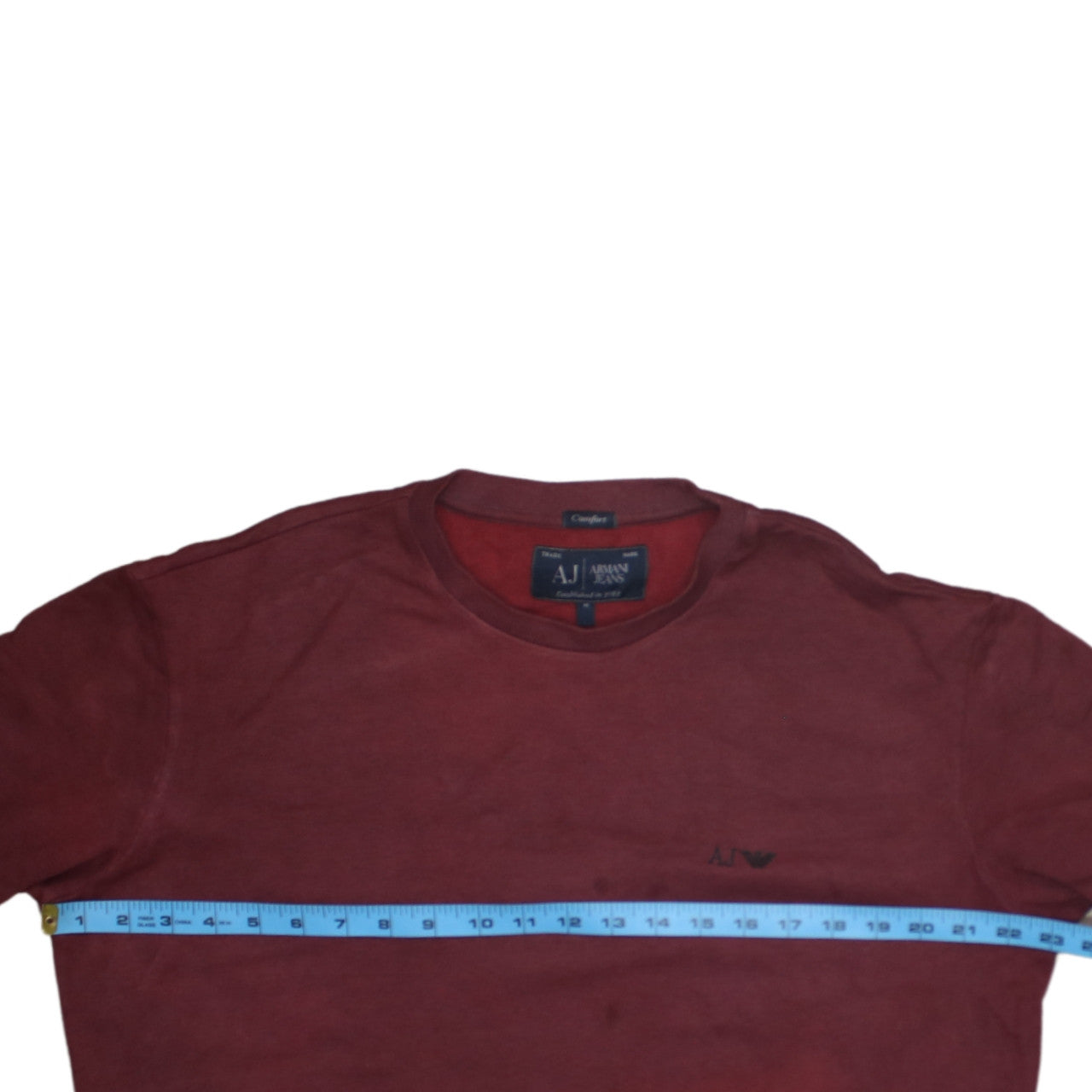 Armani Jeans Men's Red Cotton Crew Neck Pullover Sweatshirt M