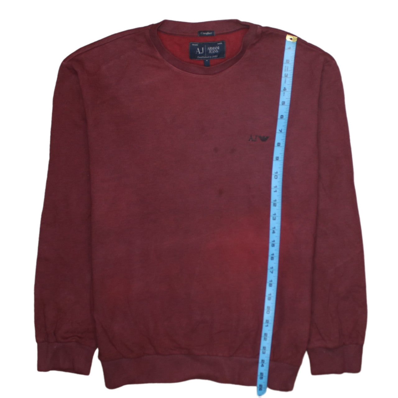 Armani Jeans Men's Red Cotton Crew Neck Pullover Sweatshirt M