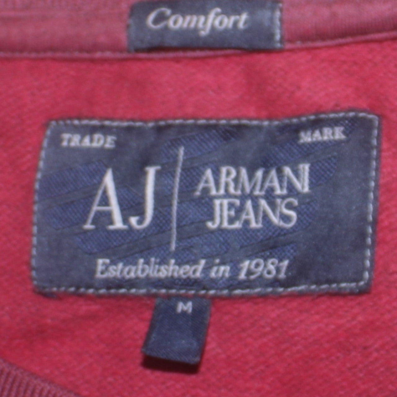 Armani Jeans Men's Red Cotton Crew Neck Pullover Sweatshirt M