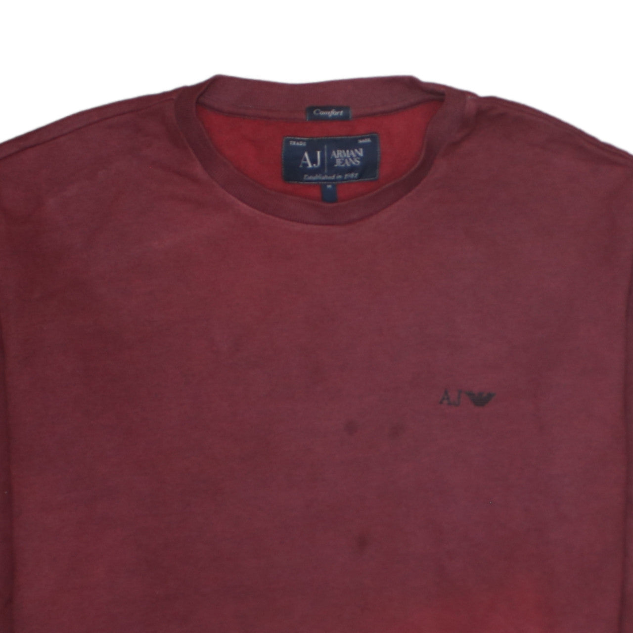 Armani Jeans Men's Red Cotton Crew Neck Pullover Sweatshirt M