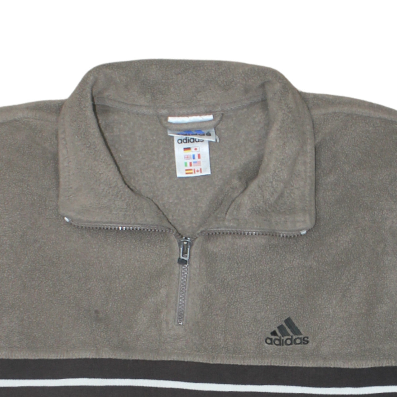 Adidas Men Brown Fleece 1/4 Zip Pullover Sweatshirt L Regular Fit