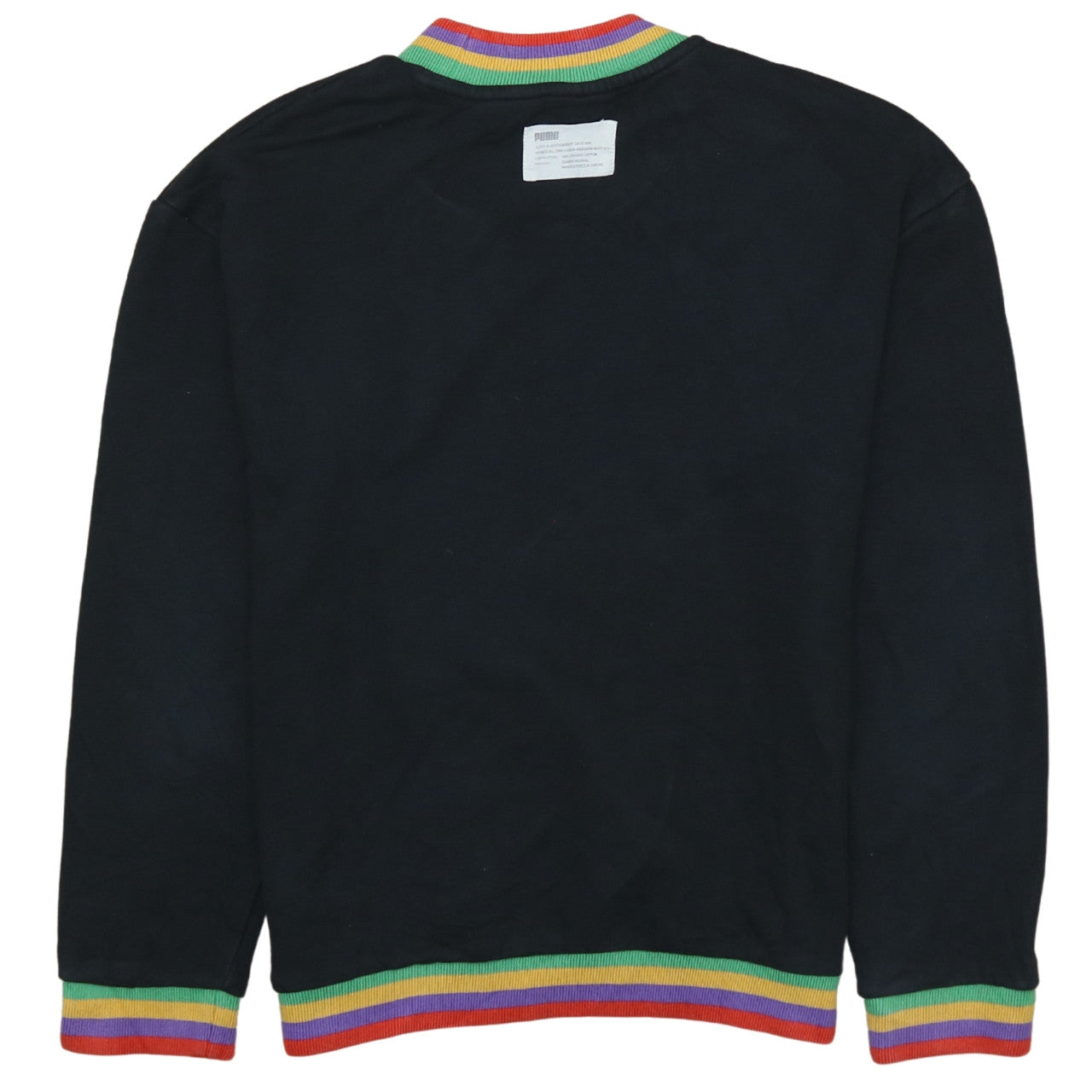 Puma Womens Black XXS Pullover Sweatshirt Rainbow Trim Logo
