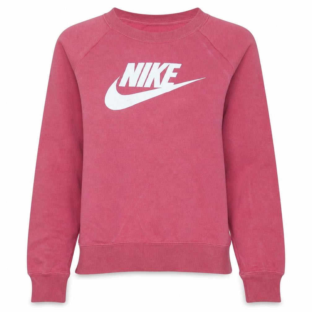 Nike Womens Pink Crew Neck Pullover Sweatshirt Small Logo Print