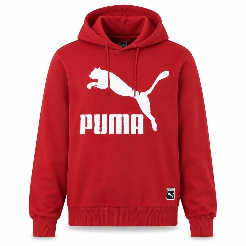 Puma Men's Red Pullover Hoodie M Logo Graphic Sportswear